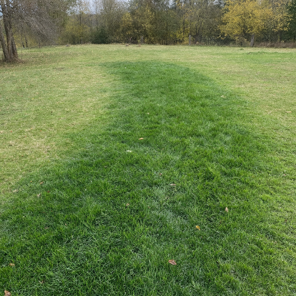 A soggy, unusually green patch of lawn over the drain field of a West Ridge home, a sign the septic tank needs pumping